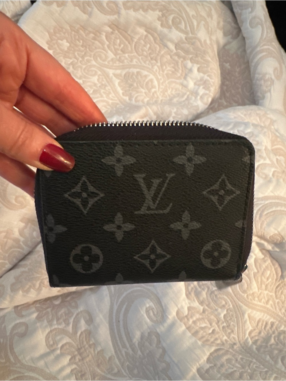 Black & gray zipper small wallet ! NEW silver hardware stamped